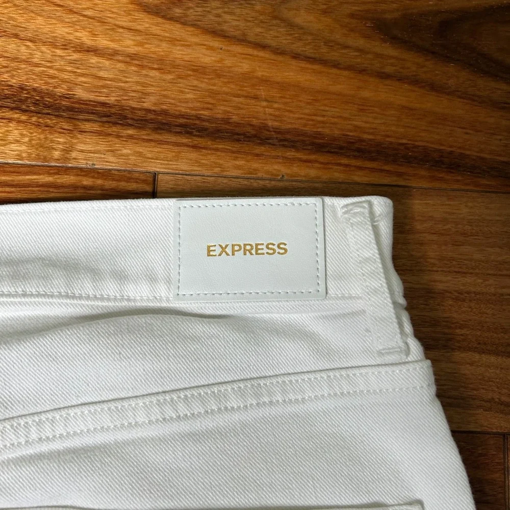 Express Modern Straight Super High Rise White Denim Jeans‎ Women's Size 14R - Picture 8 of 8